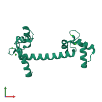 Monomeric assembly 1 of PDB entry 2v02 coloured by chemically distinct molecules, front view.