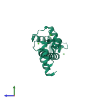 Monomeric assembly 1 of PDB entry 2v02 coloured by chemically distinct molecules, side view.