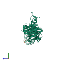 PDB entry 2v09 coloured by chain, side view.