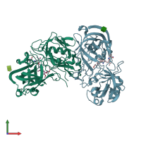 PDB entry 2v0z coloured by chain, front view.