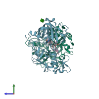 PDB entry 2v0z coloured by chain, side view.
