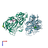 PDB entry 2v0z coloured by chain, top view.