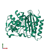 PDB entry 2v1z coloured by chain, front view.