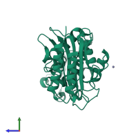 PDB entry 2v1z coloured by chain, side view.