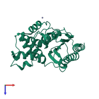 PDB entry 2v1z coloured by chain, top view.