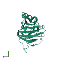 PDB entry 2v24 coloured by chain, side view.