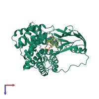 PDB entry 2v3p coloured by chain, top view.