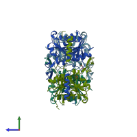 PDB entry 2v4o coloured by chain, side view.