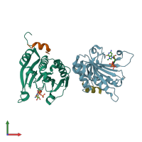 PDB entry 2v8w coloured by chain, front view.