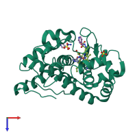 PDB entry 2vcn coloured by chain, top view.