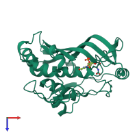 PDB entry 2vet coloured by chain, top view.