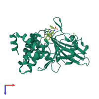 PDB entry 2vex coloured by chain, top view.