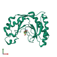 PDB entry 2vfk coloured by chain, front view.