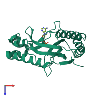 PDB entry 2vfk coloured by chain, top view.