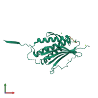 Monomeric assembly 1 of PDB entry 2vfx coloured by chemically distinct molecules, front view.