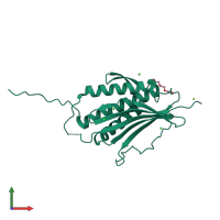 Monomeric assembly 2 of PDB entry 2vfx coloured by chemically distinct molecules, front view.