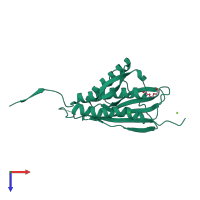 Monomeric assembly 3 of PDB entry 2vfx coloured by chemically distinct molecules, top view.