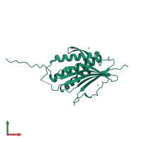 Monomeric assembly 4 of PDB entry 2vfx coloured by chemically distinct molecules, front view.