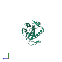 Monomeric assembly 4 of PDB entry 2vfx coloured by chemically distinct molecules, side view.