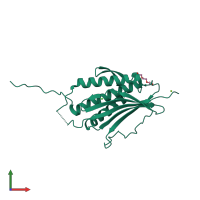 Monomeric assembly 7 of PDB entry 2vfx coloured by chemically distinct molecules, front view.