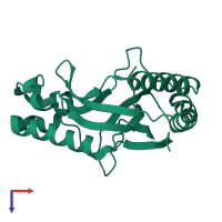 PDB entry 2vfy coloured by chain, top view.
