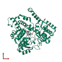 PDB entry 2vgt coloured by chain, front view.