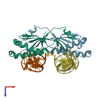 PDB entry 2vhg coloured by chain, top view.