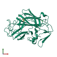 PDB entry 2vow coloured by chain, front view.