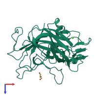 PDB entry 2vow coloured by chain, top view.