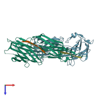 PDB entry 2vr3 coloured by chain, top view.