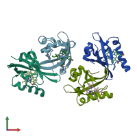 PDB entry 2vv7 coloured by chain, front view.