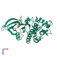 PDB entry 2vv9 coloured by chain, top view.