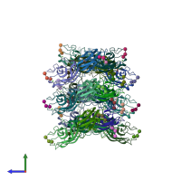 PDB entry 2vxj coloured by chain, side view.