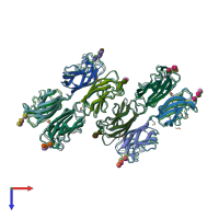 PDB entry 2vxj coloured by chain, top view.