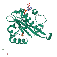 PDB entry 2vxk coloured by chain, front view.