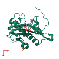 PDB entry 2vxk coloured by chain, top view.