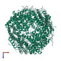 Ferritin/DPS protein domain-containing protein in PDB entry 2vxx, assembly 1, top view.