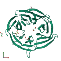 PDB entry 2w18 coloured by chain, front view.
