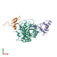 PDB entry 2w2m coloured by chain, front view.