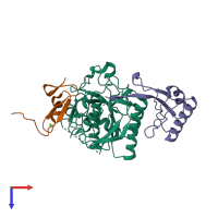 PDB entry 2w2p coloured by chain, top view.