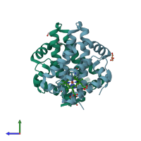 PDB entry 2w31 coloured by chain, side view.