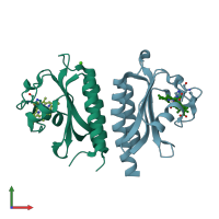 PDB entry 2w3e coloured by chain, front view.