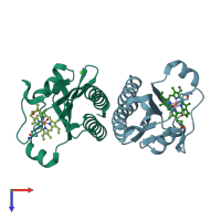 PDB entry 2w3e coloured by chain, top view.