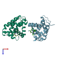 PDB entry 2w3l coloured by chain, top view.