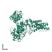 Monomeric assembly 1 of PDB entry 2w4x coloured by chemically distinct molecules, front view.
