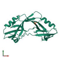 Homo dimeric assembly 1 of PDB entry 2w7r coloured by chemically distinct molecules, front view.