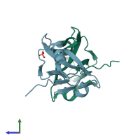 PDB entry 2w7r coloured by chain, side view.