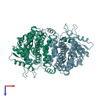 PDB entry 2w8z coloured by chain, top view.