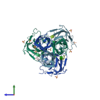 PDB entry 2w95 coloured by chain, side view.