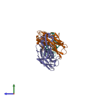 PDB entry 2w9e coloured by chain, side view.